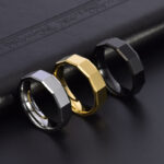 Maxine Classic Tungsten Carbide Faceted Men's Wide Wedding Band