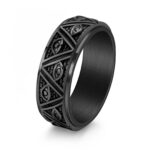 Tungsten Carbide Triangular Pyramid The Eye of God Men's Wide Wedding Band - Image 4
