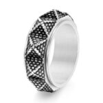Maxine Vintage Tungsten Carbide Pyramid Men's Wide Wedding Band - Image 3
