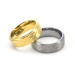 Maxine Classic Tungsten Carbide Hammered Texture Men's Wide Wedding Band - Image 2