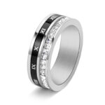 Rotatable Square Diamond Tungsten Ring with Roman Numerals For Men - Image 2
