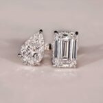 S925 Maxine Unique Toi et Moi Design Emerald Cut & Pear Cut Engagement Ring - Image 4