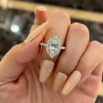 S925 Unique Design Halo Oval Cut Sona Simulated Diamond Engagement Ring In Sterling Silver