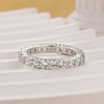 S925 Eternity Round Cut Simulated Diamond Women's Wedding Band In Sterling Silver - Image 5