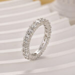 S925 Eternity Round Cut Simulated Diamond Women's Wedding Band In Sterling Silver - Image 4