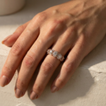 S925 Halo Round Cut Five Stone Anniversary Ring For Her - Image 10