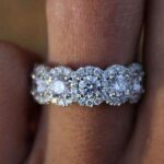 S925 Halo Round Cut Five Stone Anniversary Ring For Her