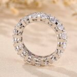 S925 Eternity Oval Cut Simulated Diamonds Wedding Band - Image 7