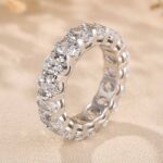 S925 Eternity Oval Cut Simulated Diamonds Wedding Band - Image 6