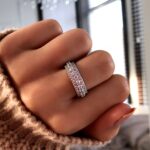 S925 Fashion Eternity 3 Row Design Round Cut Women's Wedding Band Ring