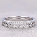 S925 Half Eternity Stackable Sona Simulated Diamonds Wedding Band Set