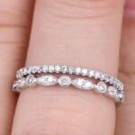 S925 Half Eternity Stackable Sona Simulated Diamonds Wedding Band Set - Image 2
