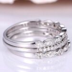 S925 Art Deco Half Eternity 3PC Stacking Wedding Band Set In Sterling Silver - Image 3