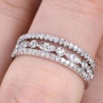 S925 Eternity 3PC Stacking Wedding Band Set In White Gold Plated - Image 3