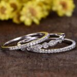 S925 Eternity 3PC Stacking Wedding Band Set In White Gold Plated - Image 2