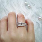 S925 Eternity 3PC Stacking Wedding Band Set In White Gold Plated - Image 4
