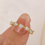 S925 Full Eternity Pear Cut Diamond Wedding Band Anniversary Rings for Her