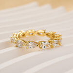 S925 Full Eternity Pear Cut Diamond Wedding Band Anniversary Rings for Her - Image 4