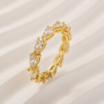 S925 Full Eternity Pear Cut Diamond Wedding Band Anniversary Rings for Her - Image 3