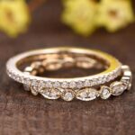 S925 Yellow Gold Art Deco Full Eternity Stackable Wedding Band Set In Sterling Silver - Image 2