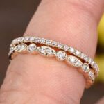 S925 Yellow Gold Art Deco Full Eternity Stackable Wedding Band Set In Sterling Silver - Image 5