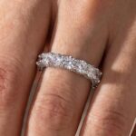 S925 Eternity Round Cut Simulated Diamond Wedding Band for Her In White Gold - Image 2