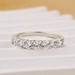 S925 Classic 0.7Ct Round Cut Half Wedding Band In Sterling Silver - Image 3