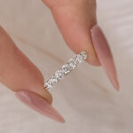 S925 Classic 0.7Ct Round Cut Half Wedding Band In Sterling Silver