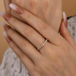 S925 Maxine Moissanite Round Cut Half Eternity Thin Women's Wedding Band In Sterling Silver - Image 5