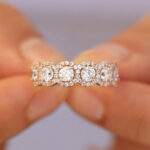 S925 Halo Round Cut Five Stone Anniversary Ring For Her - Image 8