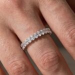 S925 Eternity Oval Cut Simulated Diamond Wedding Band Ring For Women In Sterling Silver