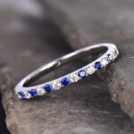 S925 Half Eternity Blue And White Sapphire Wedding Band For Women In Sterling Silver - Image 2