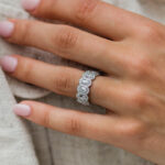 S925 Luxurious Halo Oval Cut Wedding Band For Women In Sterling Silver - Image 3