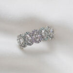 S925 Luxurious Halo Oval Cut Wedding Band For Women In Sterling Silver