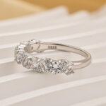 S925 Yellow Gold Round Cut & Emerald Cut Wedding Band In Sterling Silver - Image 8