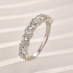 S925 Yellow Gold Round Cut & Emerald Cut Wedding Band In Sterling Silver - Image 7