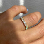 S925 Yellow Gold Round Cut & Emerald Cut Wedding Band In Sterling Silver - Image 2