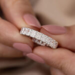 S925 Elegant Radiant Cut Women's Wedding Band In Sterling Silver