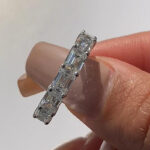 S925 Exquisite Emerald Cut Women's Wedding Band In Sterling Silver