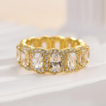 S925 Luxurious Halo Cushion Cut Wide Wedding Band For Women In Sterling Silver - Image 10