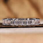 S925 Classic Emerald Cut Sona Simulated Diamonds Women's Wedding Band - Image 6