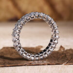 S925 Classic Emerald Cut Sona Simulated Diamonds Women's Wedding Band - Image 7