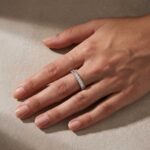 S925 Classic Emerald Cut Sona Simulated Diamonds Women's Wedding Band - Image 2