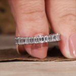 S925 Classic Emerald Cut Sona Simulated Diamonds Women's Wedding Band - Image 4