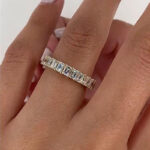 S925 Classic Emerald Cut Sona Simulated Diamonds Women's Wedding Band - Image 11