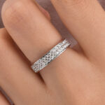 S925 Half 1.0 Ct Round Cut Moissanite Wide Wedding Band In Sterling Silver - Image 2
