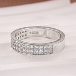 S925 Half 1.0 Ct Round Cut Moissanite Wide Wedding Band In Sterling Silver - Image 10