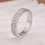 S925 Half 1.0 Ct Round Cut Moissanite Wide Wedding Band In Sterling Silver - Image 8