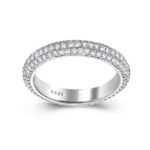 S925 Vintage 3 Row Design Round Cut Women's Wedding Band In Sterling Silver - Image 4