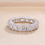 S925 Unique Cushion & Radiant Cut Women's Wedding Band In Sterling Silver - Image 4